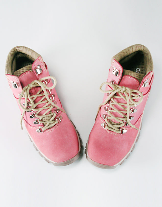 Botas rosa pastel con casquillo de acero
