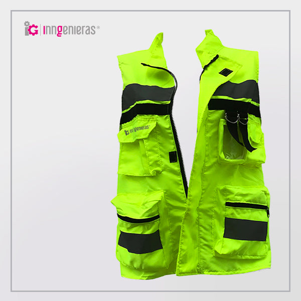Chaleco De Brigadista Estilo Slim – Color Verde Limón