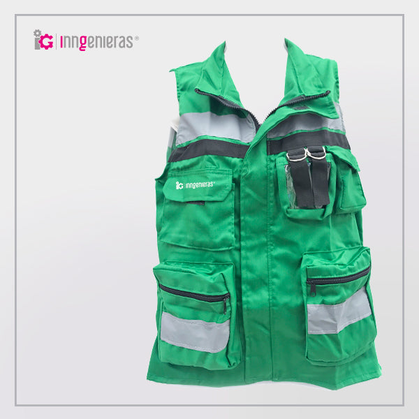 Chaleco De Brigadista Estilo Slim - Color Verde Oscuro