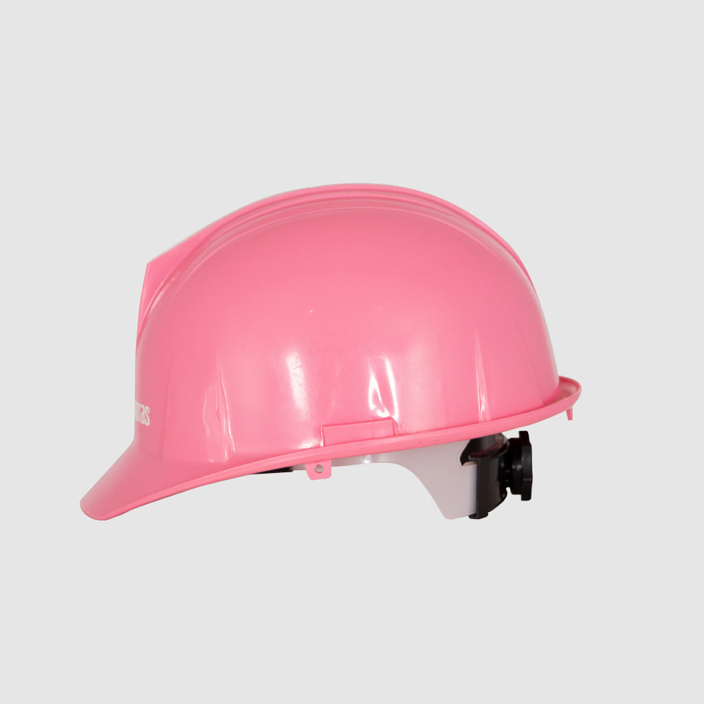 Casco de protección rosa pastel